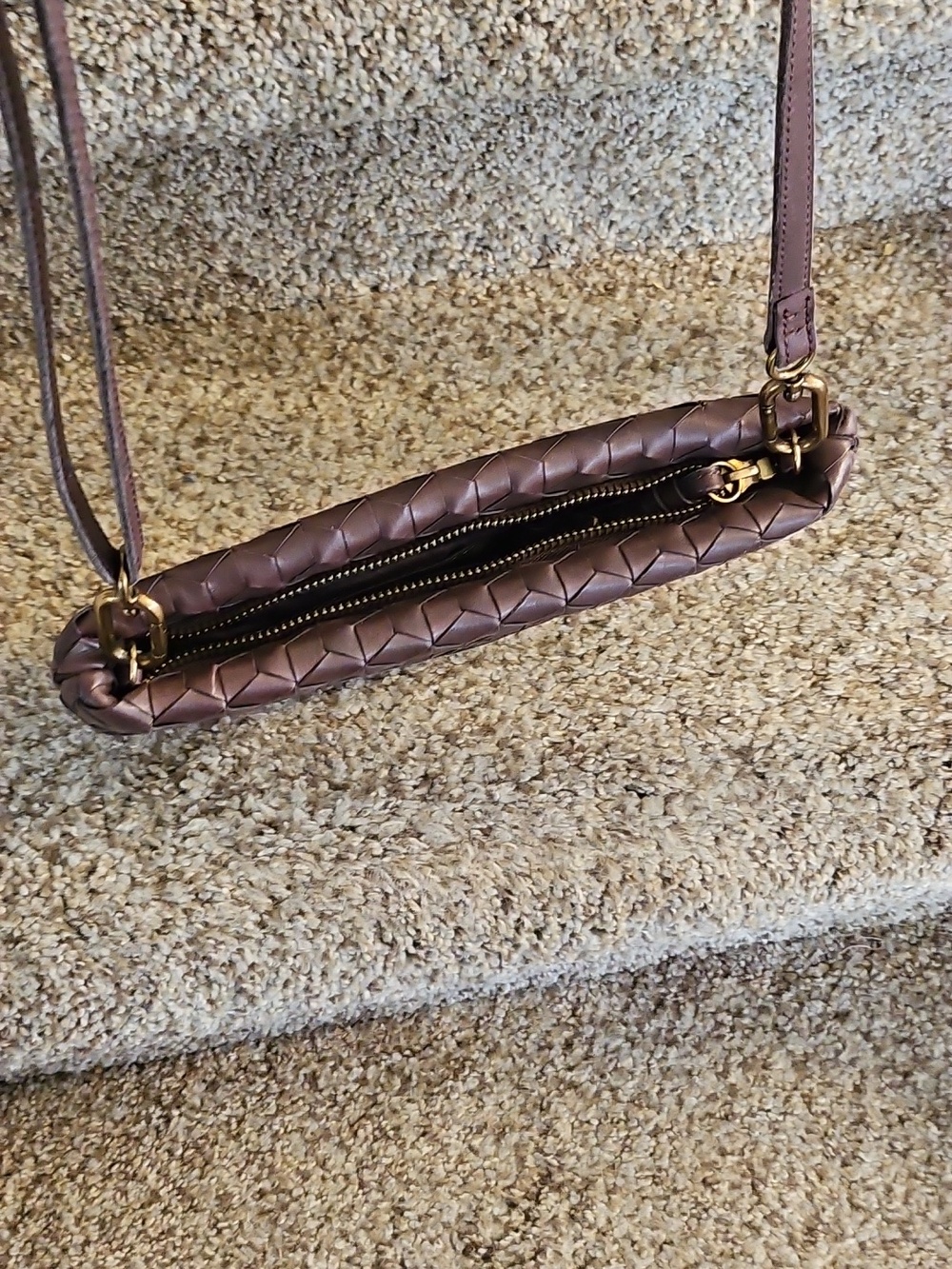 Gorgeous Madewell 10" Woven Soft Brown Leather Crossbody Bag Clean - Picture 4 of 10